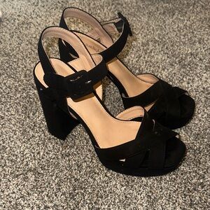 Limelight Black Suede Block Heel Sandals